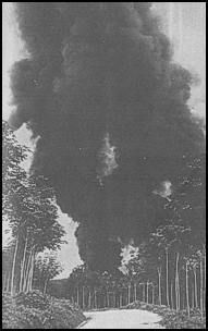 Allies set fire to oil storage facilities before retreating
