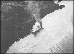 Aircraft from the USS Hornet bomb Japanese transports